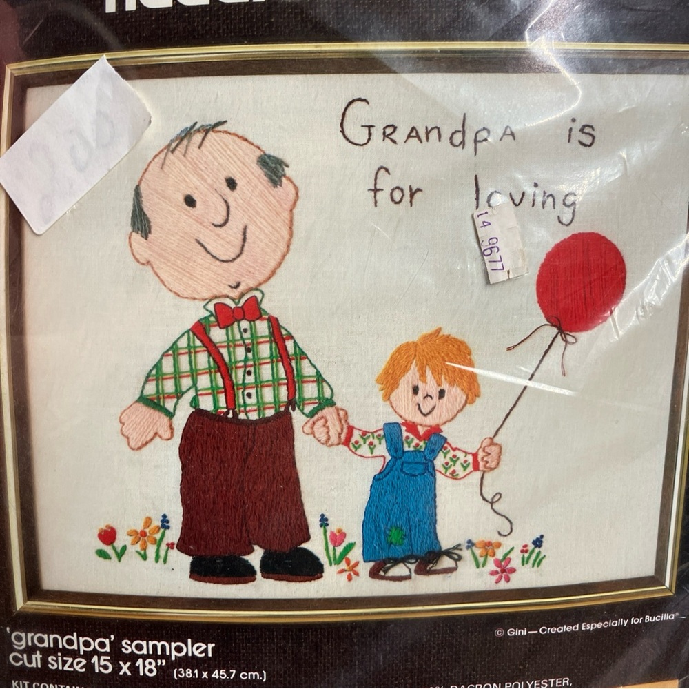 Grandpa is for Loving Bucilla Crewel Embroidery Kit 48554 Vintage Gini New